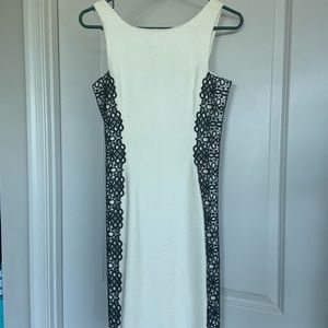 Banana Republic White Wool w/Black Lace Dress